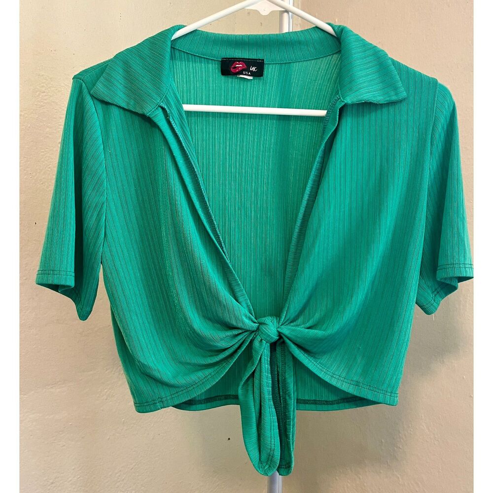 Vintage INC International Concepts Y2K Green Tie-front Shrug Size M